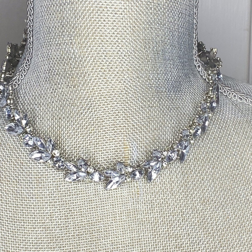 Statement Fashion Jewelry l Costume Necklace l Clear Crystal Wheat Necklace #182